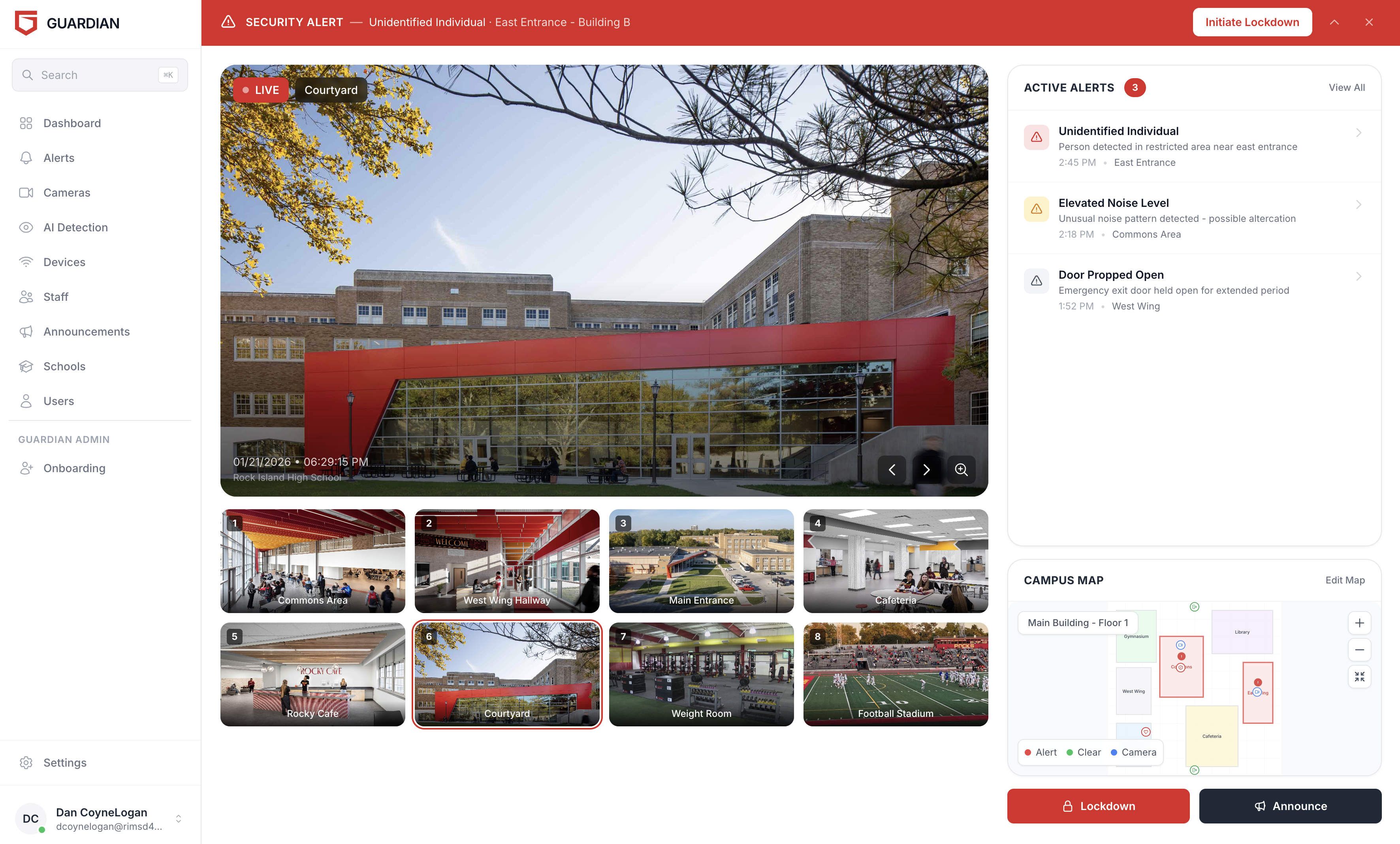 Guardian Dashboard - Your Command Center for Campus Safety